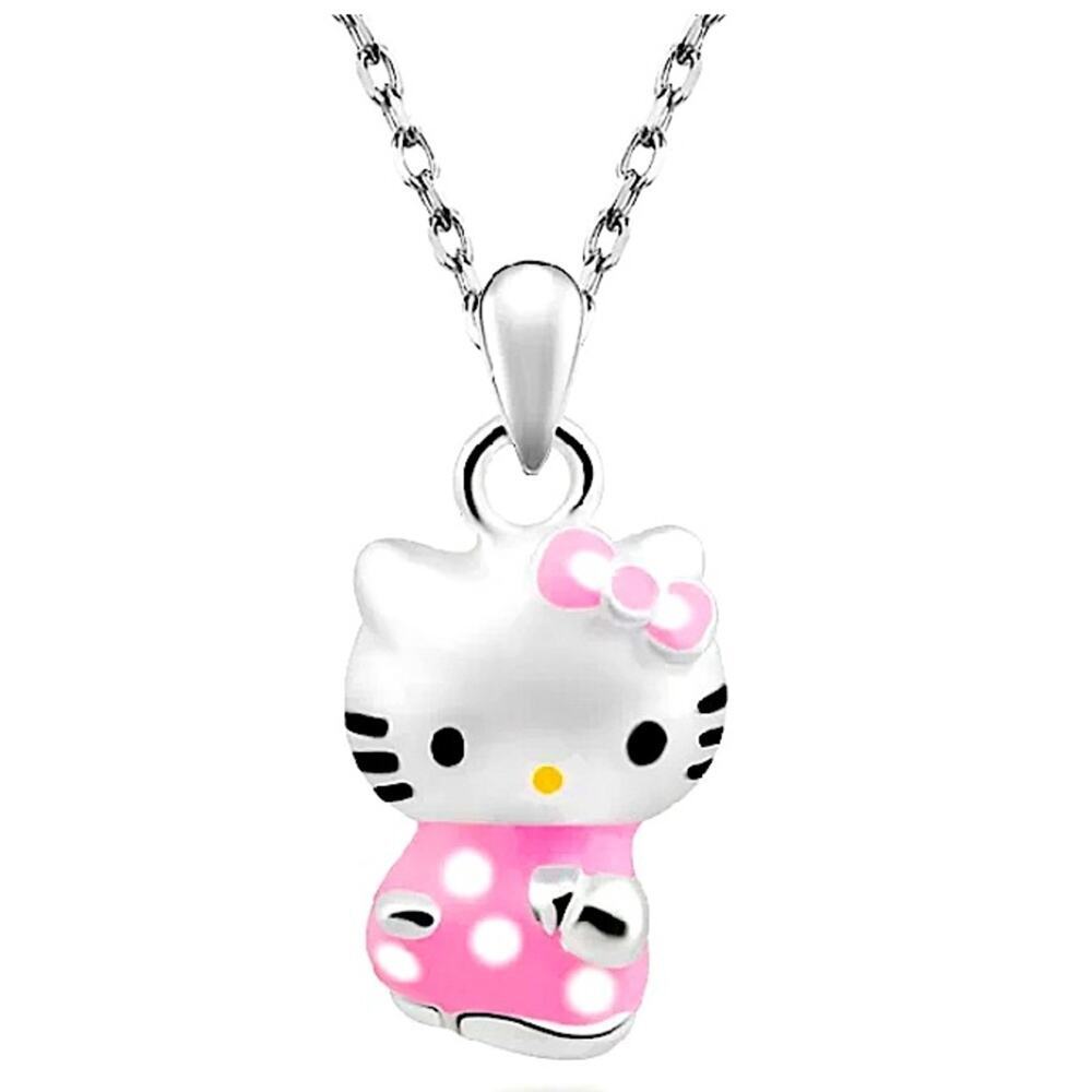 Hello Kitty Sterling Silver Charm Pendant Necklace